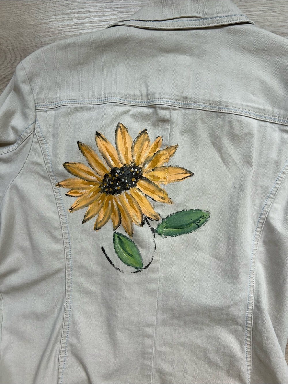 Vintage 2004 Old Navy Upcycled Hand-Painted Sunflower Blazer Jacket - Picture 6 of 6